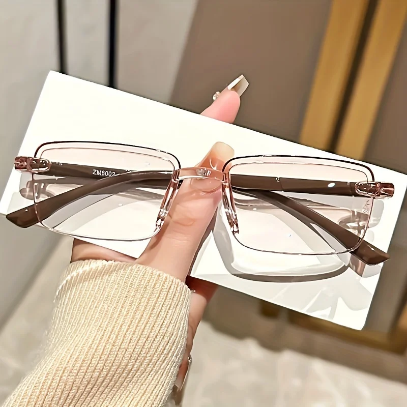 3 Pairs of Frameless Reading Glasses with Comfortable and Lightweight Design, Rectangular Elegant Edge-cut Reading Glasses