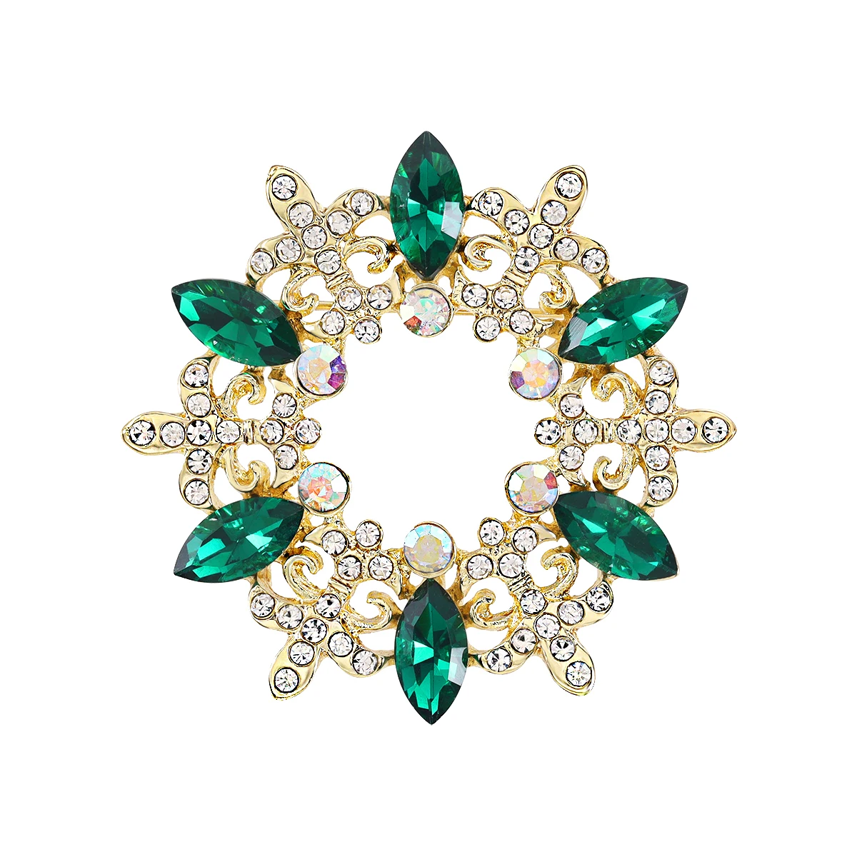 WEIMANJINGDIAN Brand New Arrival Green Crystal Floral Garland Pins and Brooches for Women