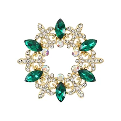 WEIMANJINGDIAN Brand New Arrival Green Crystal Floral Garland Pins and Brooches for Women