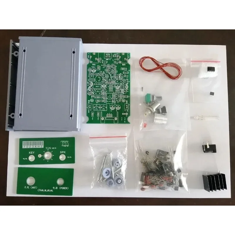 7.023MHz CW QRP HF Shortwave Transceiver Kit Morse Code Ham Radio DIY Set With Metal Case