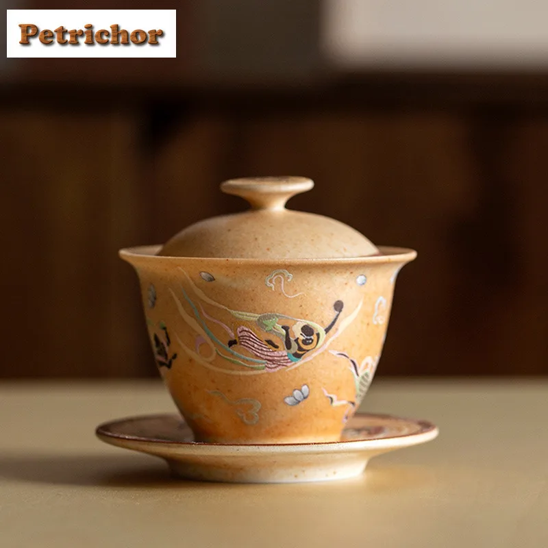 

120 мл Dunhuang Apsaras Gaiwan Zen Tea Tureen, бытовая чайная чаша с крышкой, комплект чайника, крышка, миска для чайных принадлежностей, украшения
