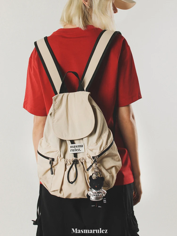 

Double oulder Bag for Women in Beige Suitable for Commuting School And Work with Zipper Closure And Padded Ba Support
