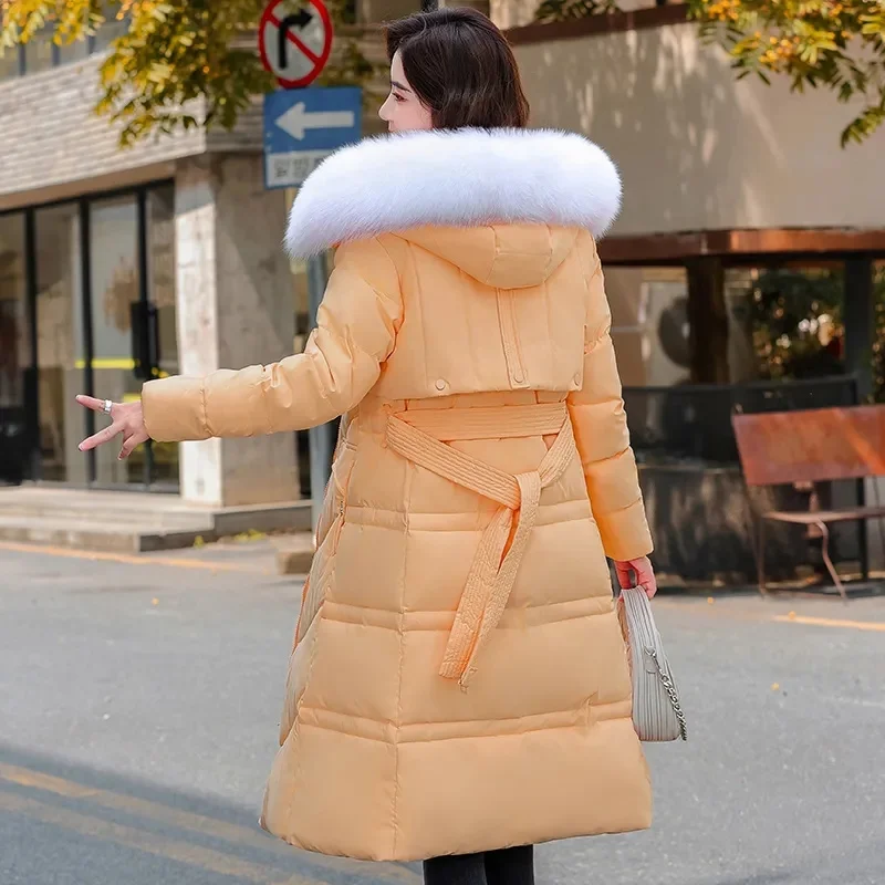 New Down Jacket Women Parkas 2025 Winter Long Thick Warm Cotton Padded Coat Fashion Slim Windbreaker Outdoor Cold Outwear Female