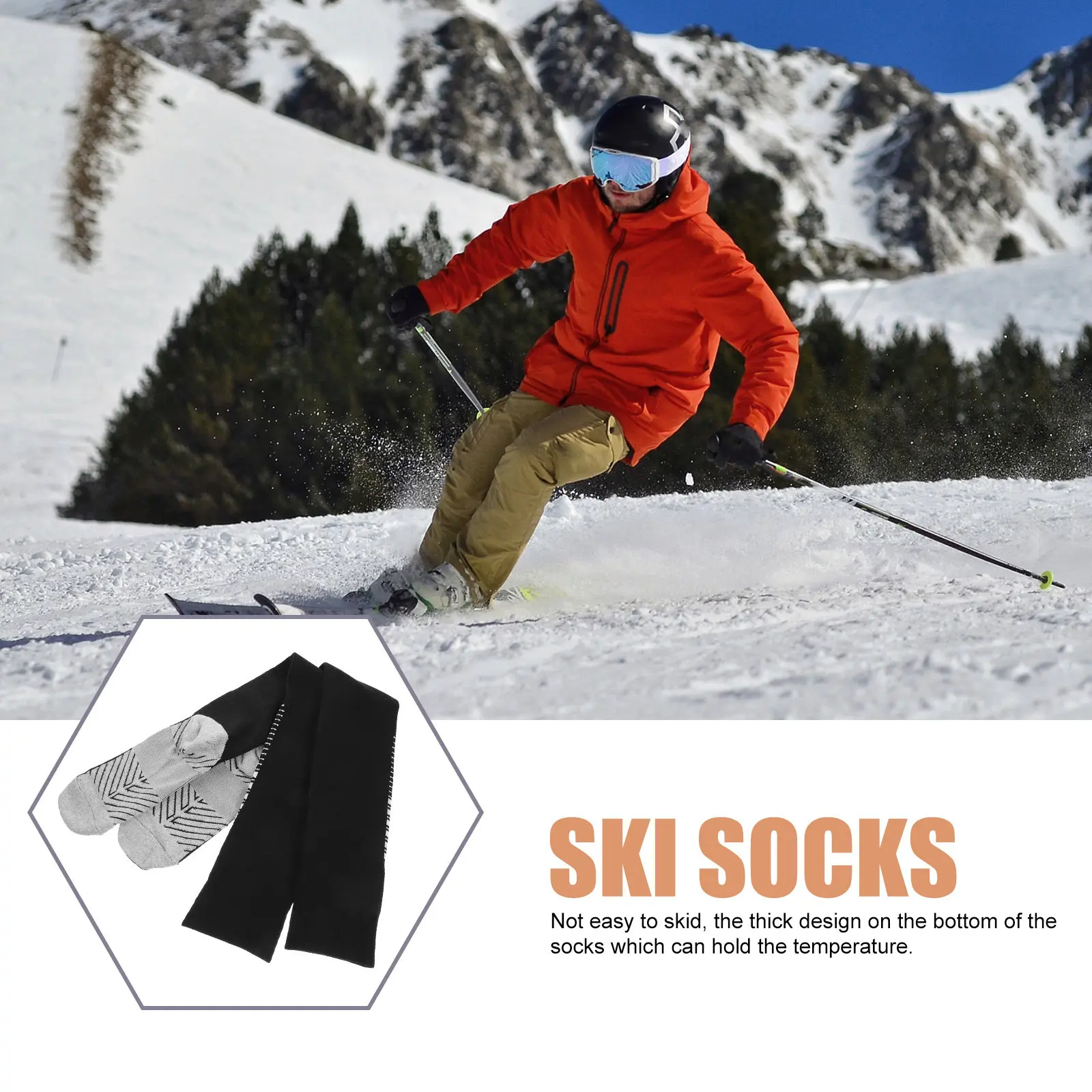 Thick Warm Ski Socks - close-up view
