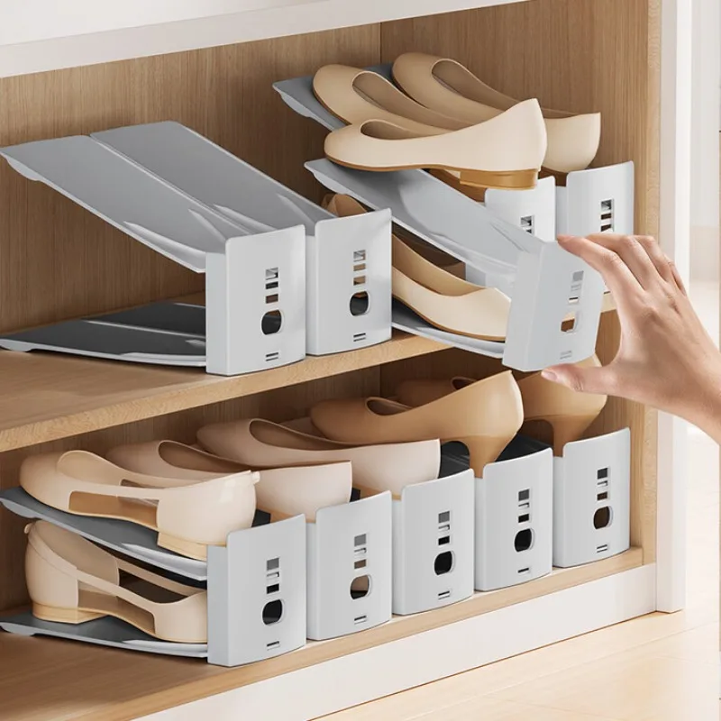 

Double-layer shoe storage rack finishing household adjustable compression-resistant plastic holder shoe cabinet