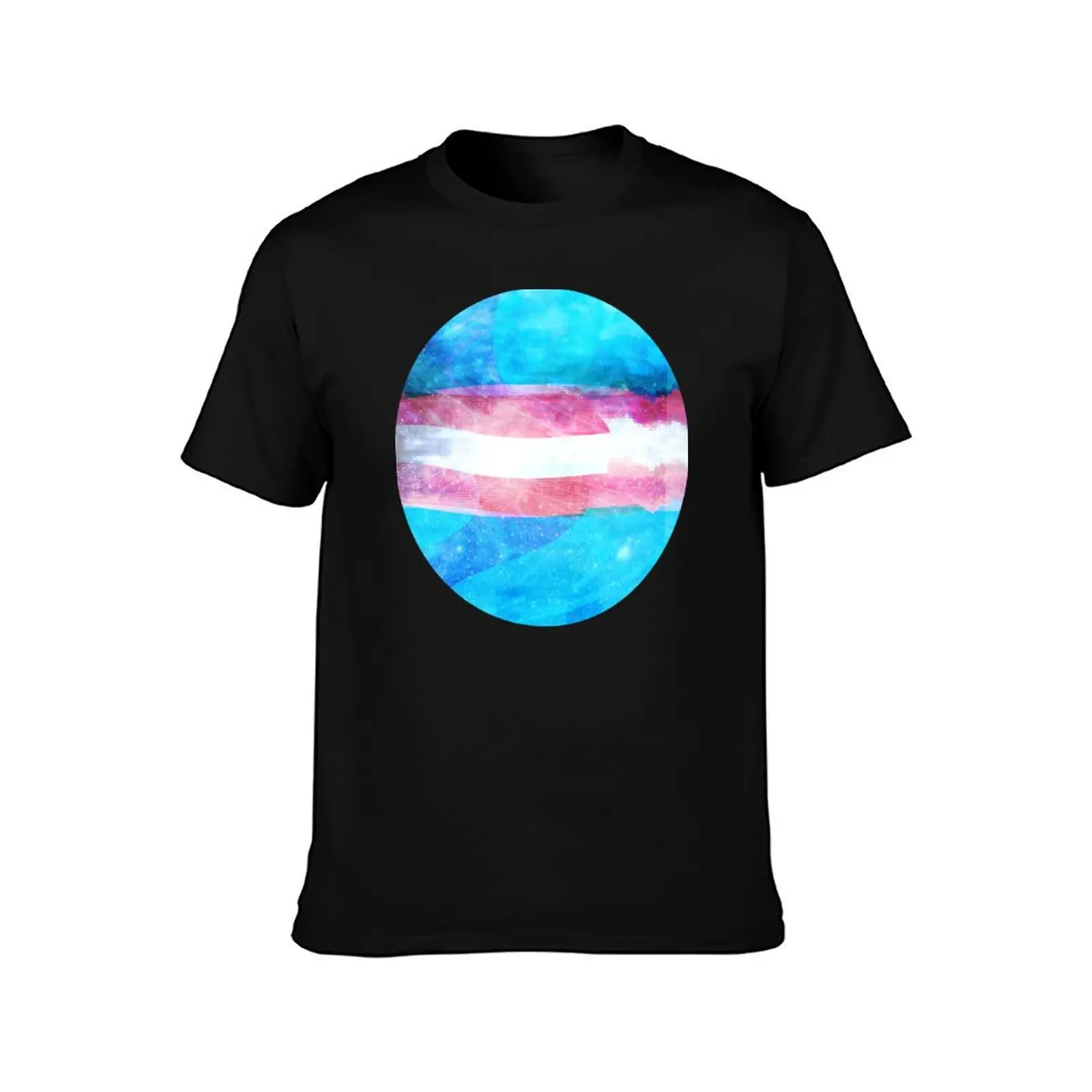 Glitch Trans Pride Flag T-Shirt Graphic Print Short Sleeve T-Shirt