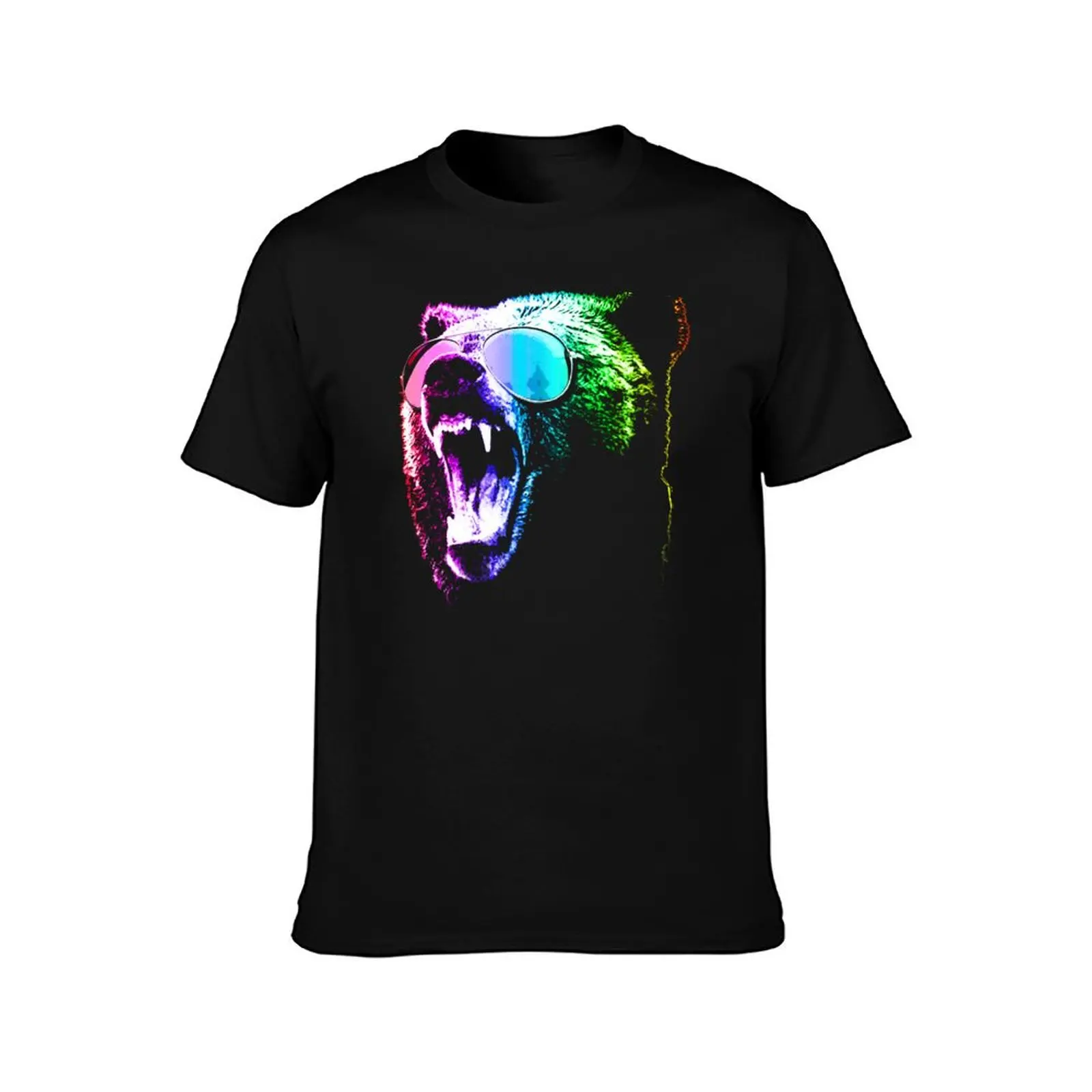 Rainbow Party Grizzly Bear T-Shirt Fashion Casual Short Sleeve Top T-Shirt