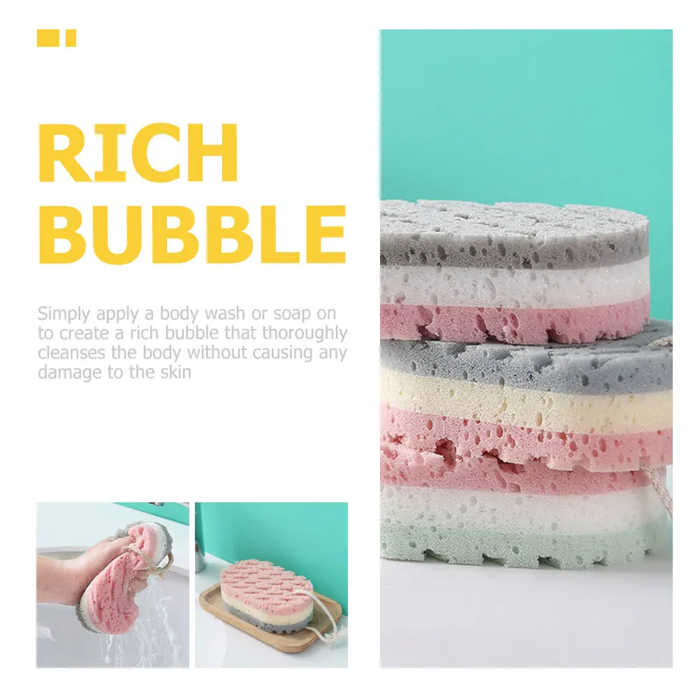 

6pcs Bath Sponge Back Scrubber Reusable Body Sponge For Shower Exfoliating Skin Cleaning Scrubber Practical Bathing Tools