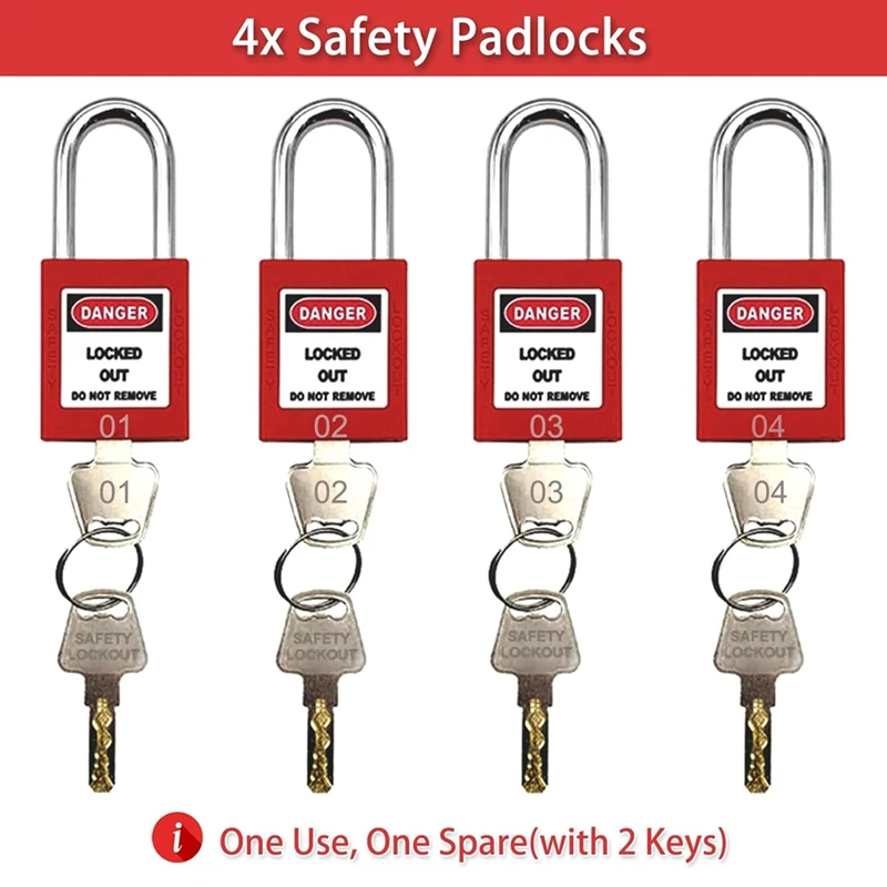 35Pc Lotokit,Portable Lockout Tagout Electrical Kit For Industrial Lockout Devices, Professional Padlock Kit