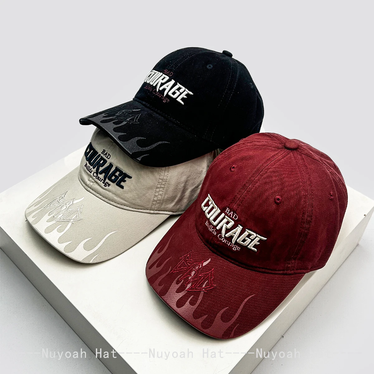 New Men Women Ins 3D Letters Embroidery Flame Baseball Hats Sunshade Retro Versatile Oersonal Peaked Caps Fashion Street Outdoor