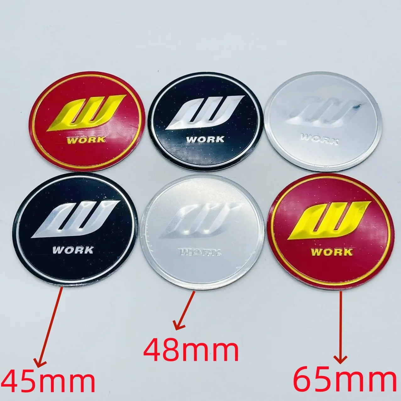 

4Pcs 45mm 48mm 56mm 65mm W work Car Wheel Hubcap Sticker Auto Tire Center Decals Cover