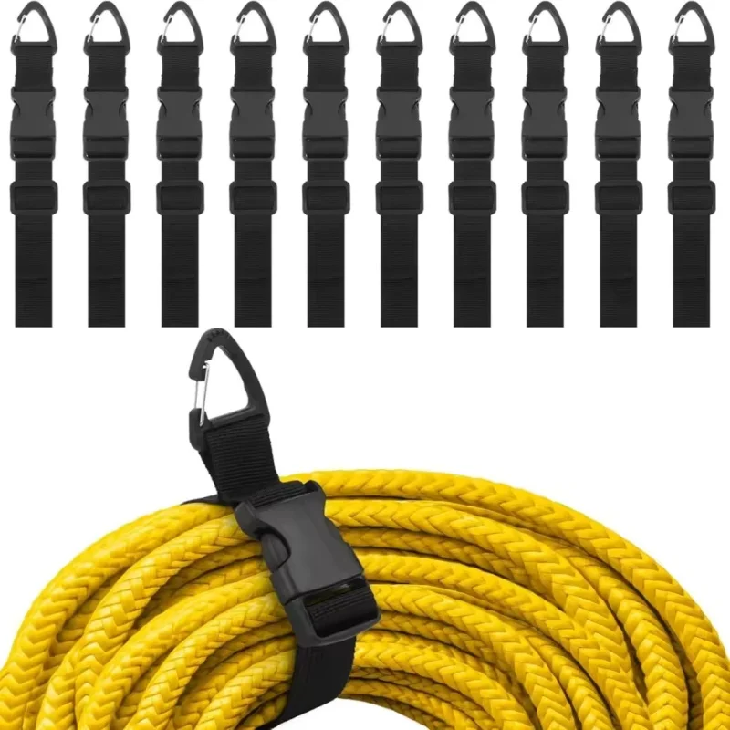 Black Adjustable Extension Cord Organizer With 3-Axis Buckle - Heavy-Duty Storage Strap For Workshop & Garage Organization