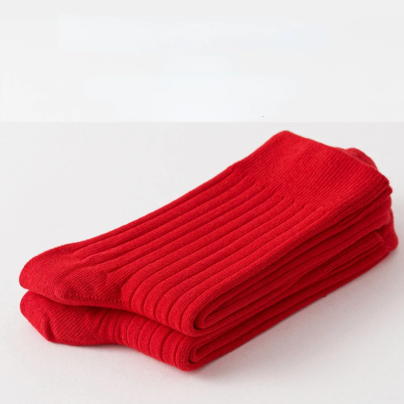 Chaussettes de Nouvel An pour Femme, Décontractées, Rouge, Chaudes, Respirantes, Solides, à la Mode, d'Équipage, Simples, Hiver