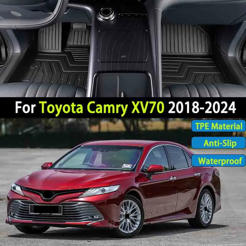 

Автомобильный коврик TPE для Toyota Camry XV70 2018 2019 2020 2021 2022 2023 2024, роскошный водонепроницаемый коврик для ног, полный автомобильный коврик, чехол