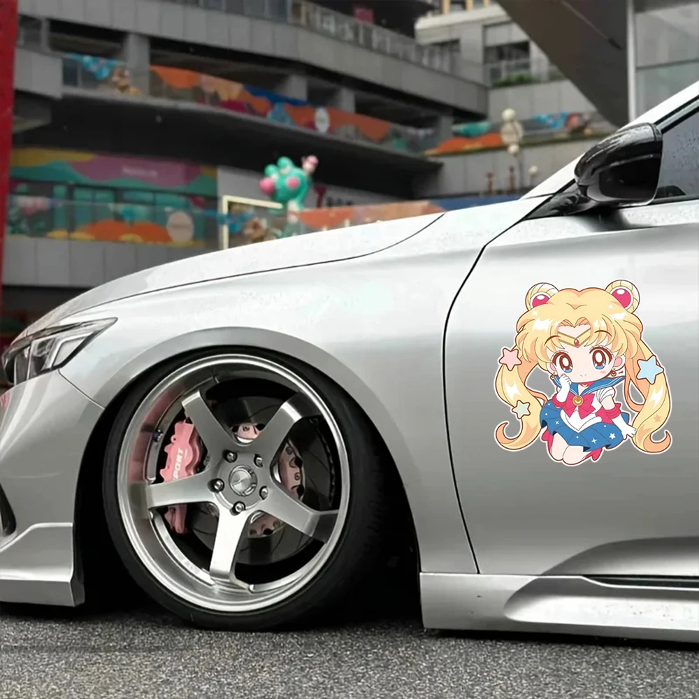 Cute Anime Girl Car Sticker Sailor Moon Decal Body Fuel Tank Cover Door Window Bumper Trunk Motorcycle Helmet Waterproof Sticker