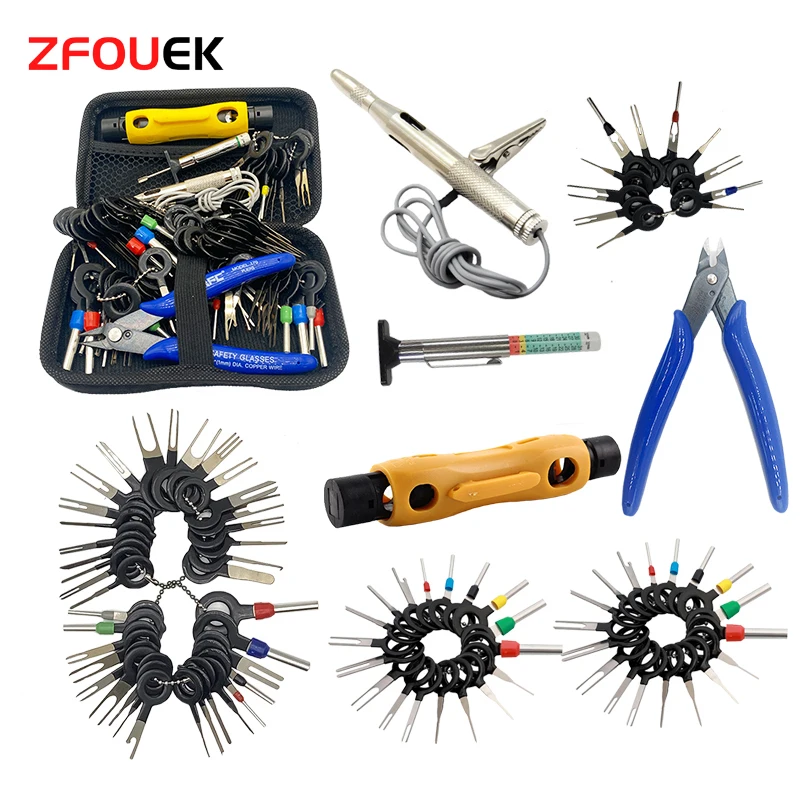 Car Repair Hand Tools Terminal Removal Electrical Wiring Wire Harness Crimp Connector Pin Extractor Kit Back Needle W/EVA Case