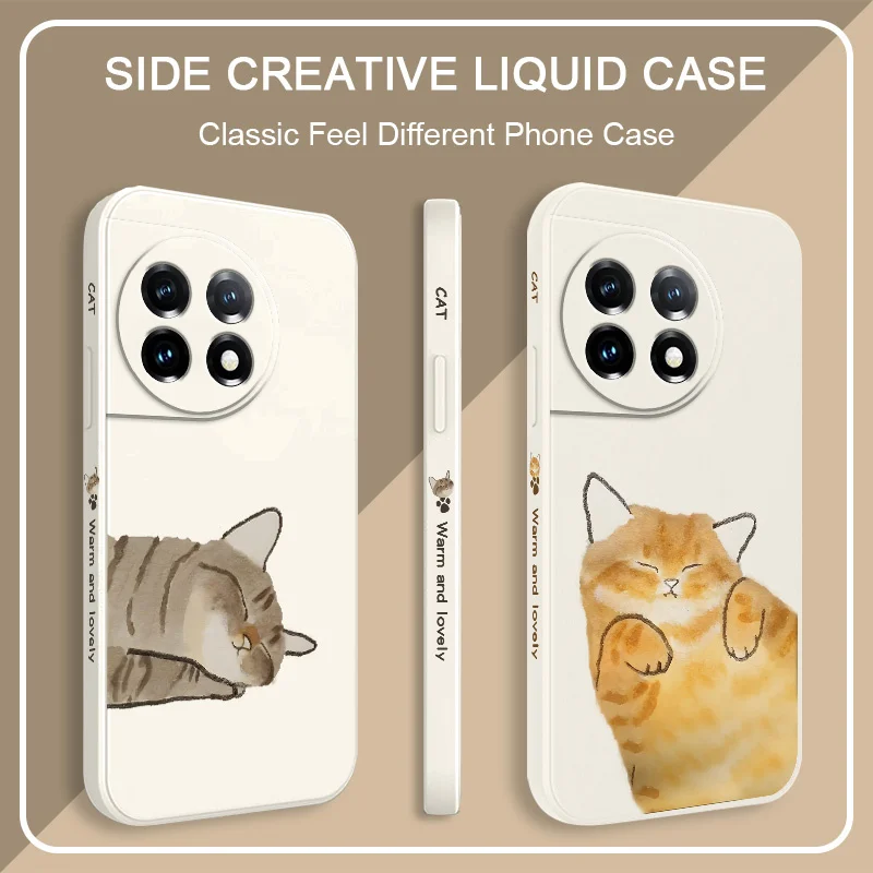 

Lazy Cat Sleeping Phone Case For Oneplus 13 13R 12 12R 11 11R 10 10R 10T 9R 9RT 9 8T 8 7 7T Pro 5G Liquid Silicone Cover
