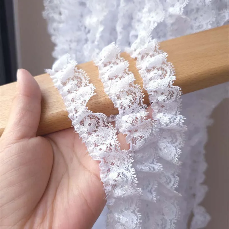

50Yards White Tulle Lace Fabric Embroidered Ribbon Collar Cuffs Fringe Trim Dress Guipure DIY Sewing Crafts Supplies