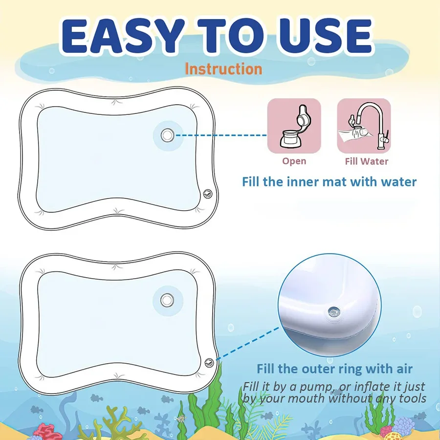 Baby Inflatable Water Play Mat – Tummy Time Toddler Activity Pad, Early Development Sensory Toy for Infants view 6