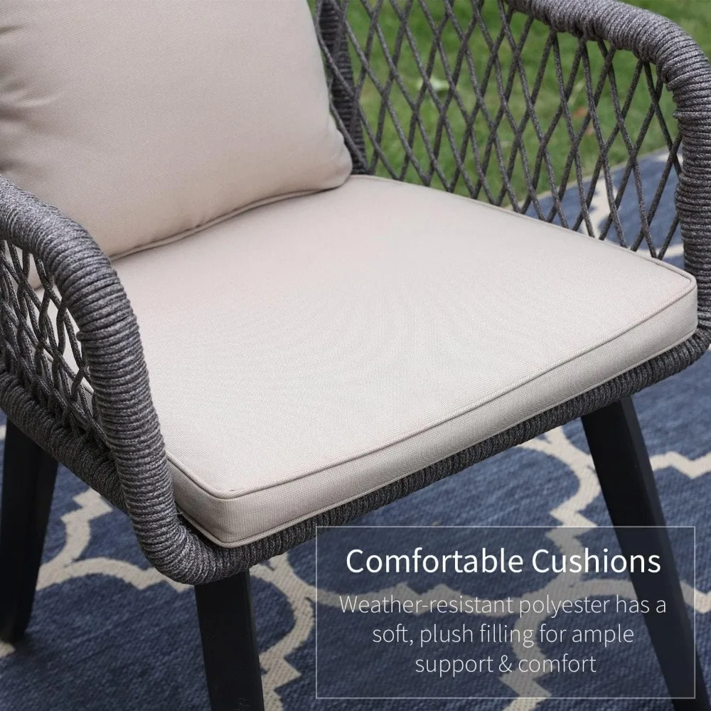 작은 테라스, 현관, 발코니에 적합한 전천후 버드나무 야외 가구 3종 세트