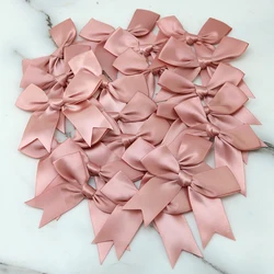 (20pcs) 25mm Fresh Pink Ribbon Small Packaging Bow Polyester Satin Bow Flower Handmade Tie Hair Accessories Fashion Accessory