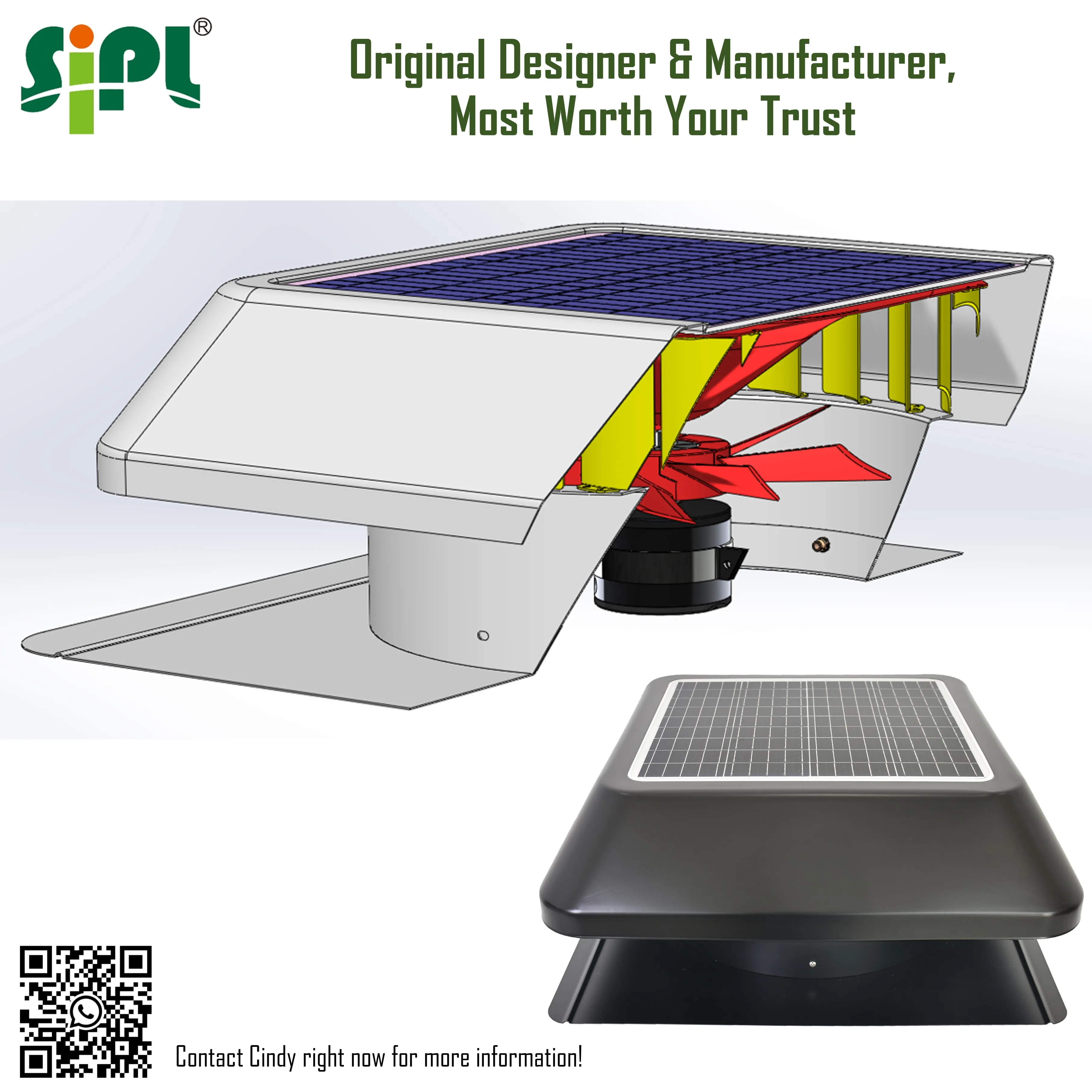HVAC الهواء الدخان النازع الحرارة فتحات السقف 25 واط الشمسية تيار مستمر بالطاقة HVLS الصناعية مروحة عادم السقف مدخنة التهوية مروحة تبريد