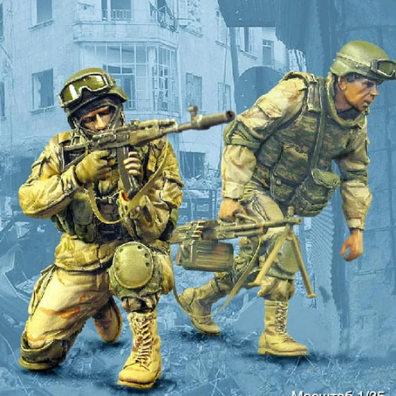 1/35 Scale Resin Figure Model Kit Modern Military Russian Army 2 Soldiers Micro Scene Layout Unpainted Unassembled DIY Toys