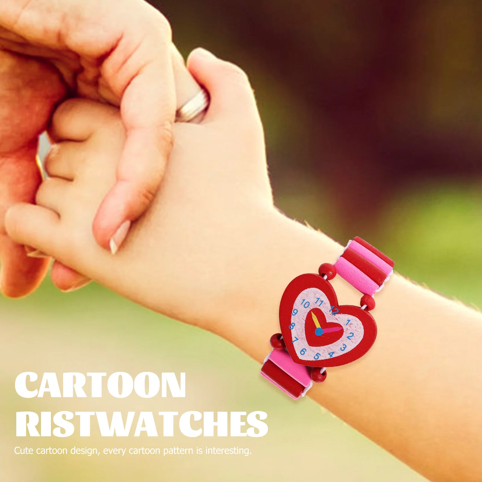 3 pezzi di orologi in legno giocattoli simulazione orologi da polso per bambini regali artigianali di cartoni animati modelli di vernice sicuri orologi al quarzo per bambini