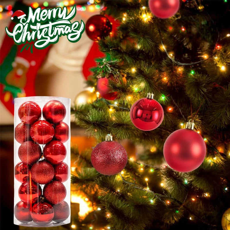 2025 neue 3 CM Dekorieren Weihnachtskugeln Große Kunststoff Weihnachten Silber Gold Rote Kugel Weihnachtsbaum Ornamente Dekor Zubehör