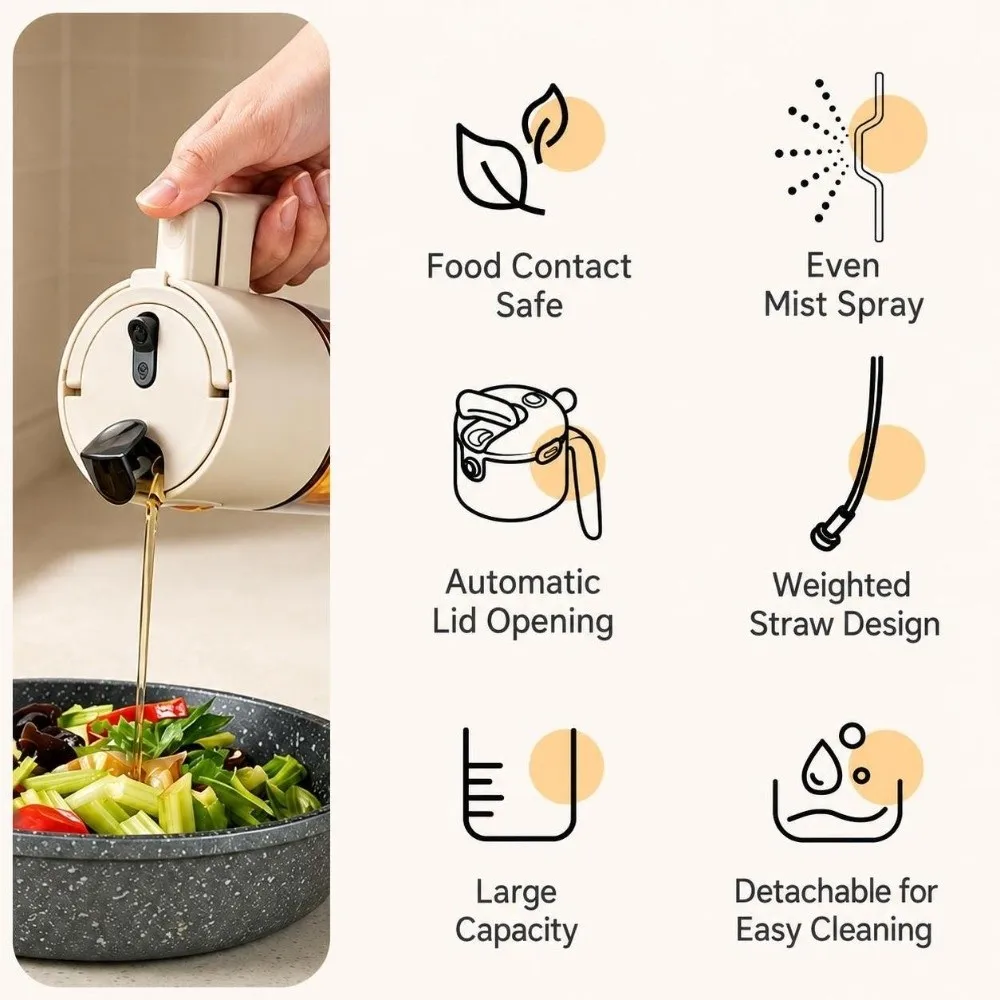 Dual-Use Spray Oil Dispenser 600ml Spray & Pour Oil Bottle Large-Capacity Atomization Condiment Bottle Barbecue