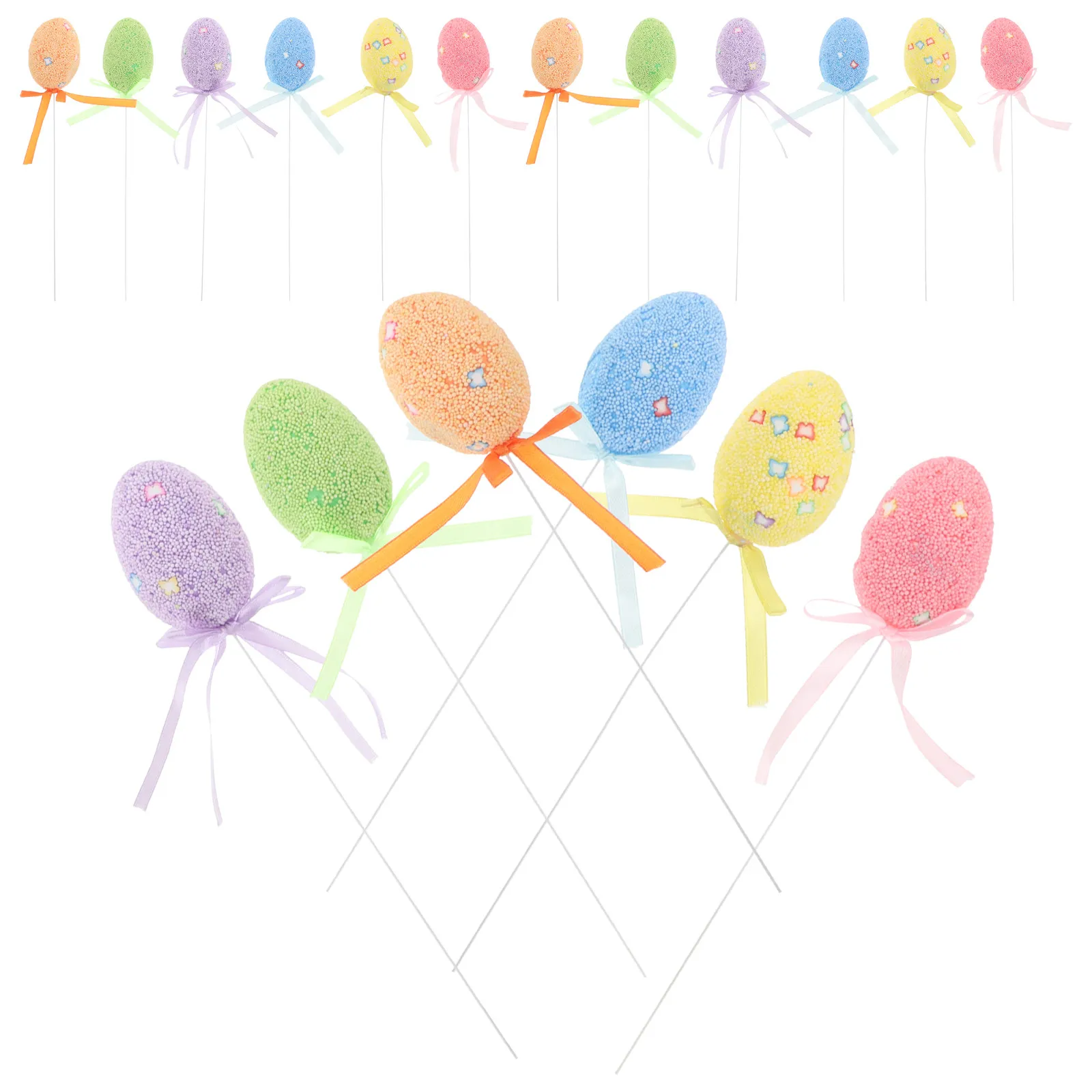 24Pcs Colorful Artificial Easter Eggs Foam Egg Ornament Festive Hanging Decoration Party Adornment Simulation Egg for DIY