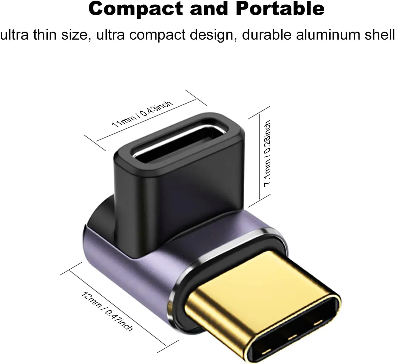 

USB C 90 Degree Adapter with USB4 40Gbps PD 100W 8K 60hz Video Charge Compatible for Thunderbolt 4 MacBook DeCK Switch VR