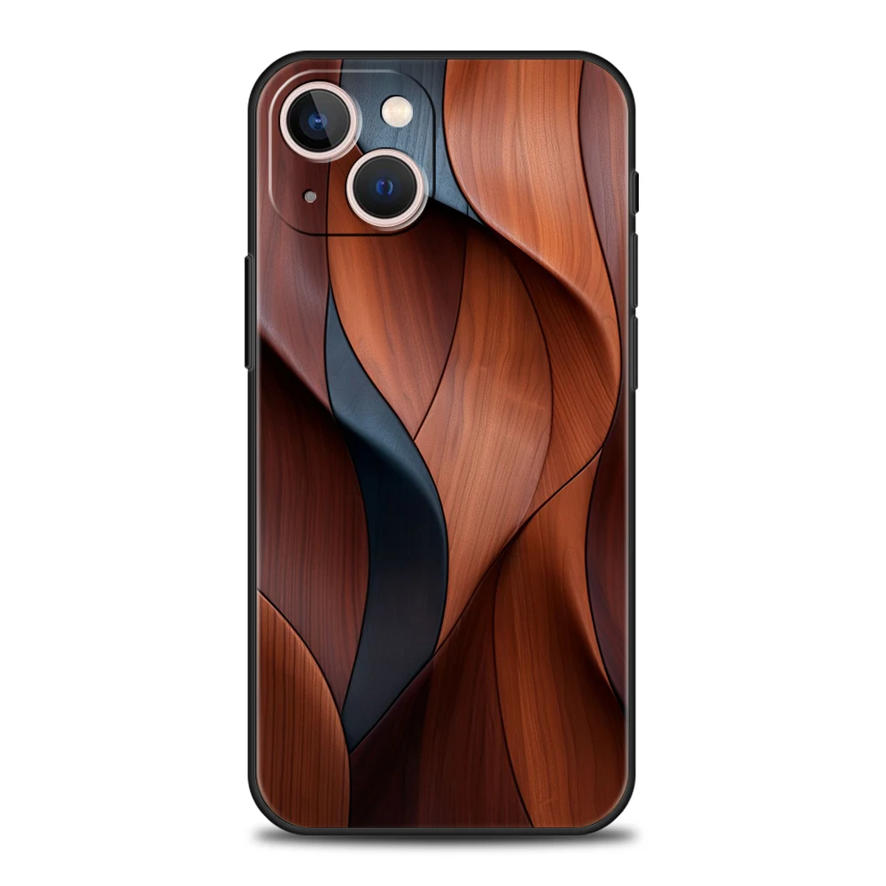 Luxury Vintage Wood Grain Pattern Phone Case Cover for iPhone 16 15 14 13 12 Pro Max 11 Pro Max 7 8 Plus XS XR Soft TPU Shell