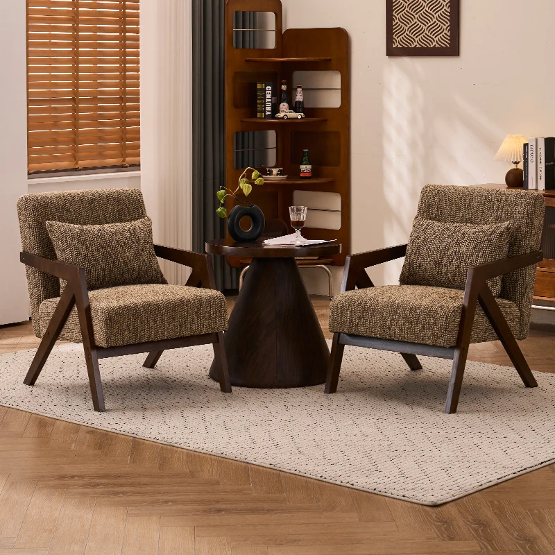 

Solid Wood Accent Single Armchair Office Bedroom Lounges Chair Leather Modern Simple Living Room Sofa Reception Home Designer