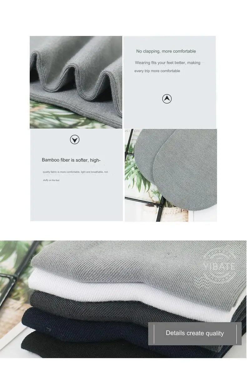 5 Paar neue Herren-Socken aus Bambusfaser, hochwertige einfarbige lange Business-Herrensocken, modische, atmungsaktive schwarze Freizeitsocken – Detail 8