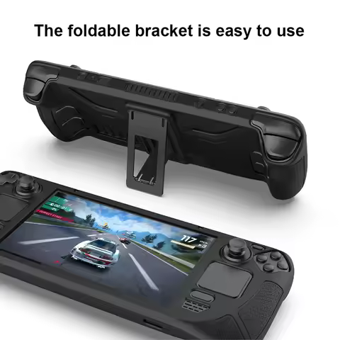 Silicone Console Protector Anti Slip Soft Shell Game Console Case with Foldable Bracket Replacement Accessories for Steam Deck