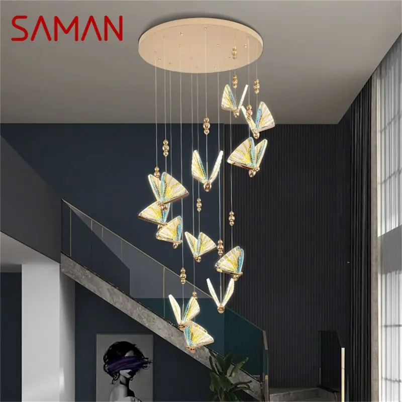 

SAMAN Nordic Butterfly Chandelier Lamps Fixtures Modern Pendant Lights Home LED for Stairs Hall