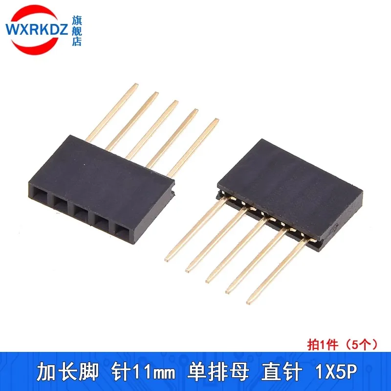 30PCS 2.54mm Single Row Female Socket 1X2/3/4/5/6/8/10/16/20/40 1*2-40P Long pins PC104 11mm PCB Board Pin Header For Arduino