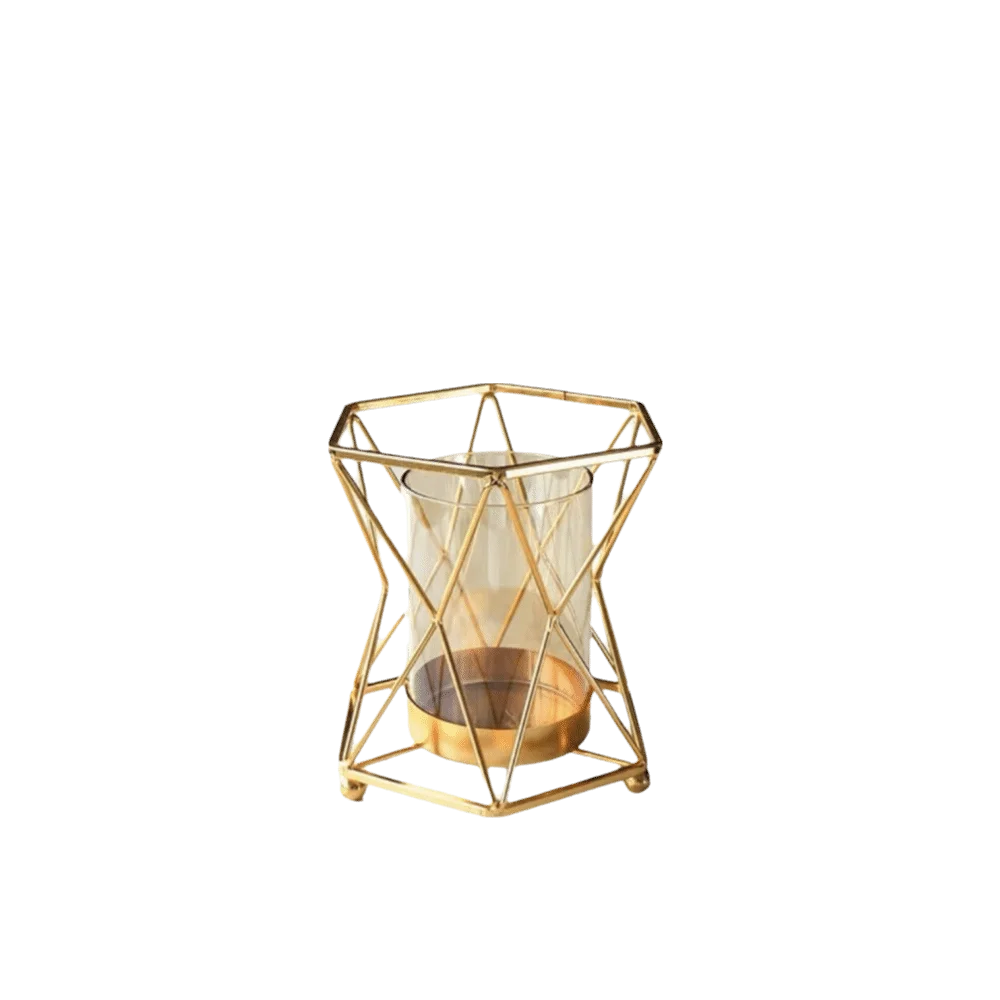 

High-end Metal Flower Vase Glass Flower Arrangement Candle Holder Hydroponic Vase For Living Room Bedroom