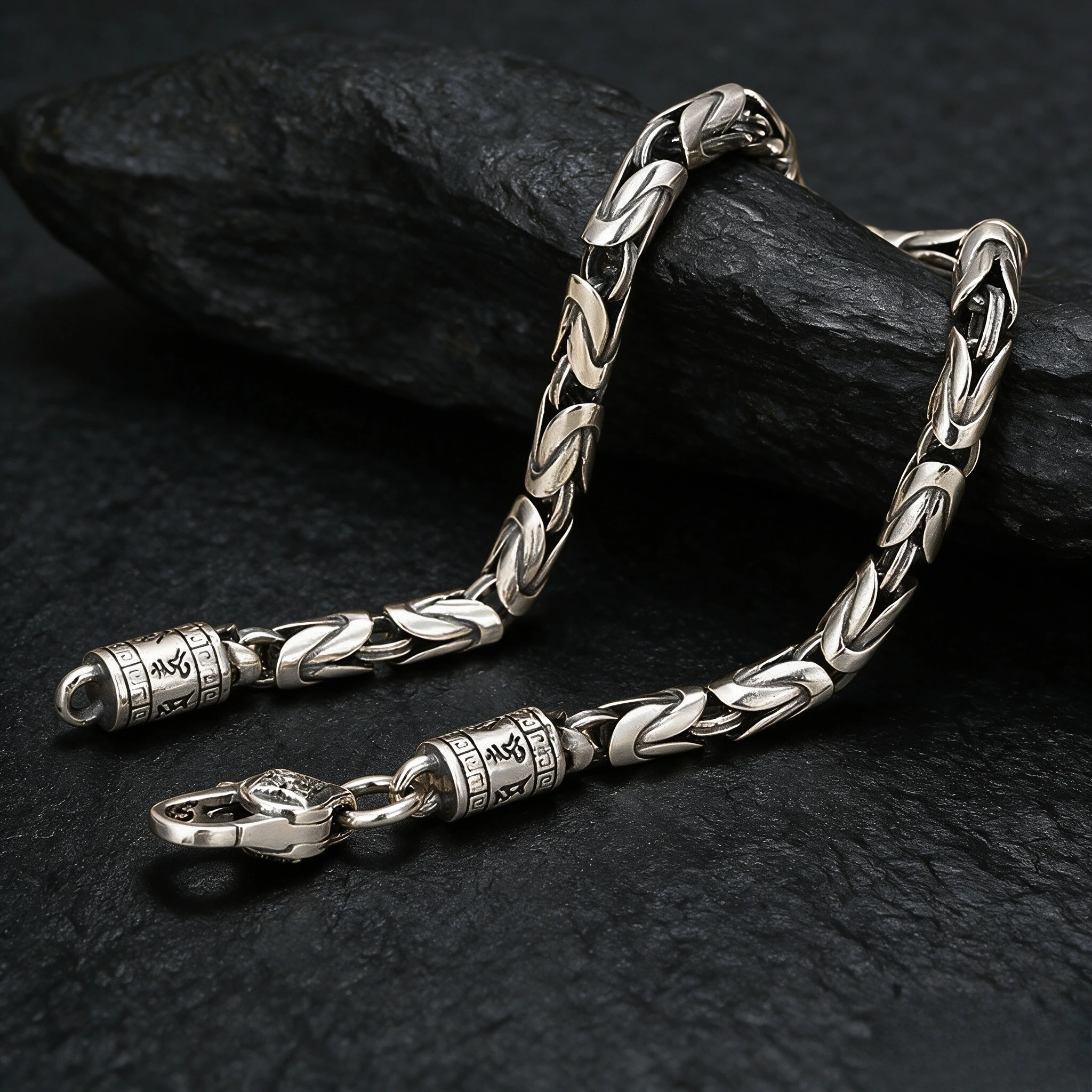 Tibetan Mantra Braided Rope Chain Bracelet Retro Om Mani Padme Hum Tube Bead Lobster Clasp Ethnic Spiritual Lucky Wrist Jewelry