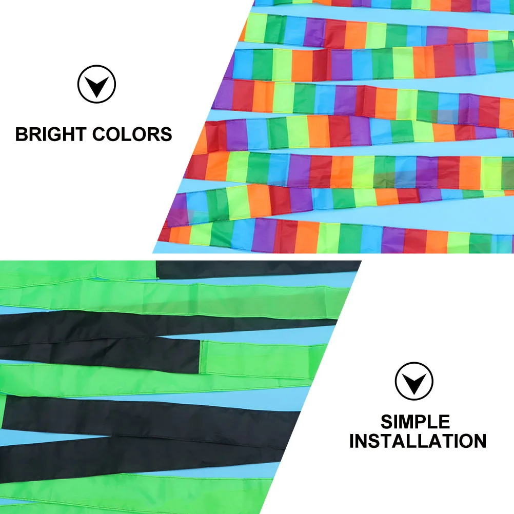 

2pcs Rainbow Kite Tail Colorful Streamer Chemical Fiber Cloth Tails Outdoor Flying Accessories Connector Included For