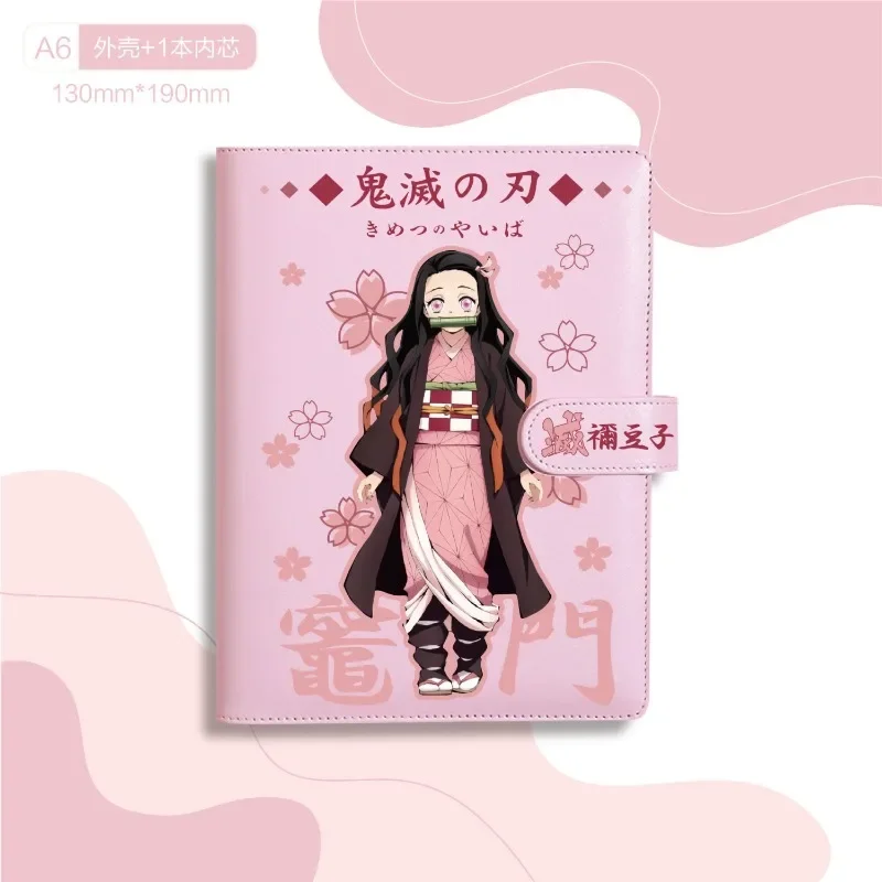 A6 Demon Slayer Anime Notebook - 4-in-1 Refillable Journal with Dot Grid, Lined, Grid & Blank Kimetsu no Yaiba Loose-leaf Binder