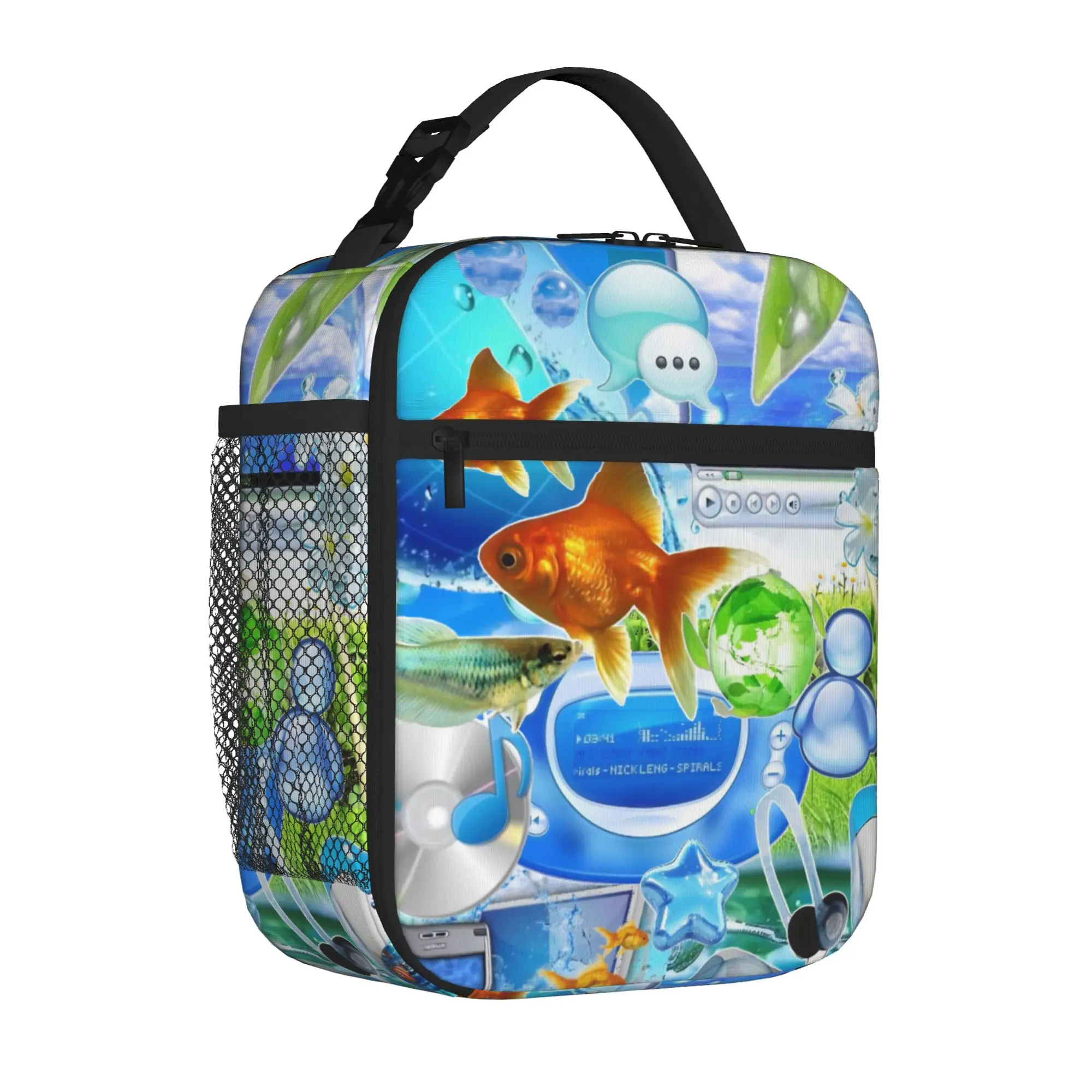 Frutiger Aero Art Vibes Scenery Insulated Lunch Tote Bag for Picnic Fashion Portable Cooler Thermal Large Capacity Bento Bags
