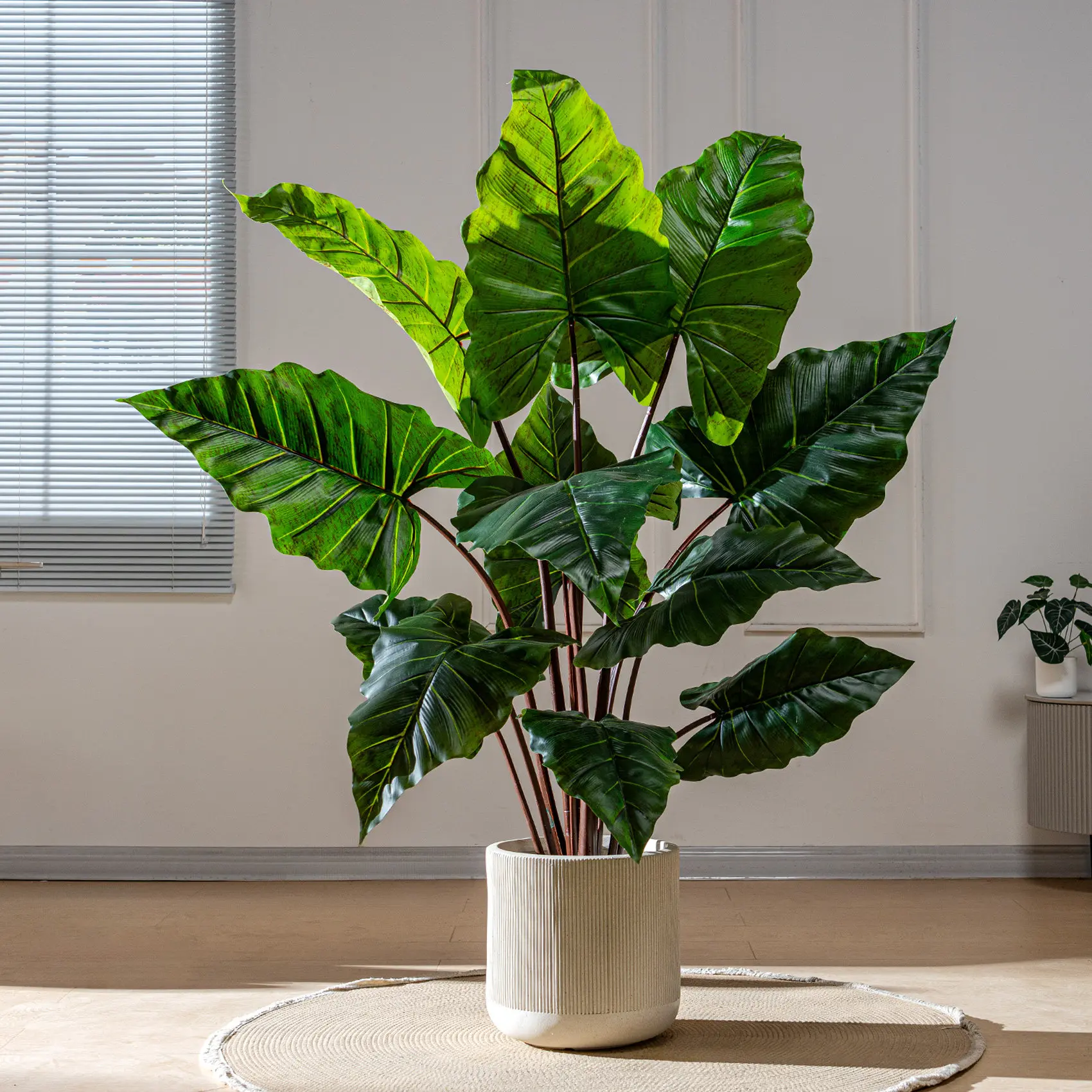 

Large Artificial Green Plant Rainbow Taro Living Room Fake Tree Decorative Potted Plant