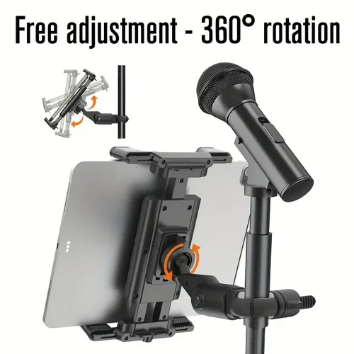 Imagen 2 del producto Soporte para tableta para soporte de micrófono, soporte para tableta con soporte para micrófono para iPad, soporte para micrófono para tableta y teléfono para transmisión en vivo