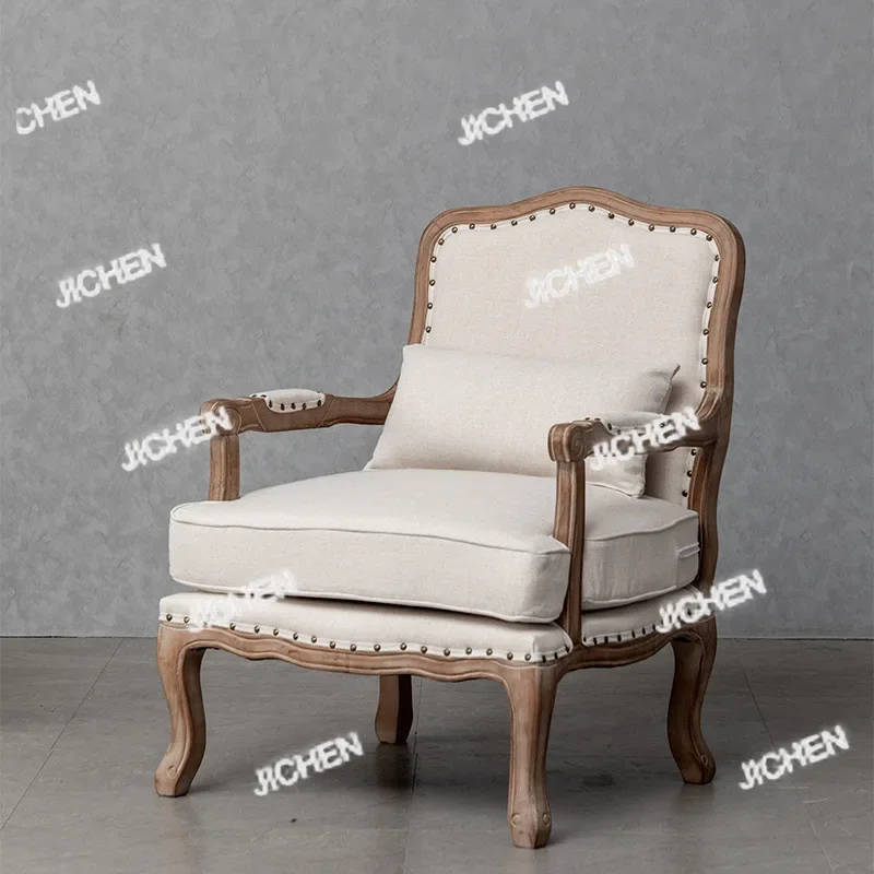 XQ أريكة كرسي الاستجمام الفرنسي الشمال شقة صغيرة النسيج عالية الظهر كرسي ضوء فاخر البراز الأمريكية القديمة واحدة الأوروبية Pasto