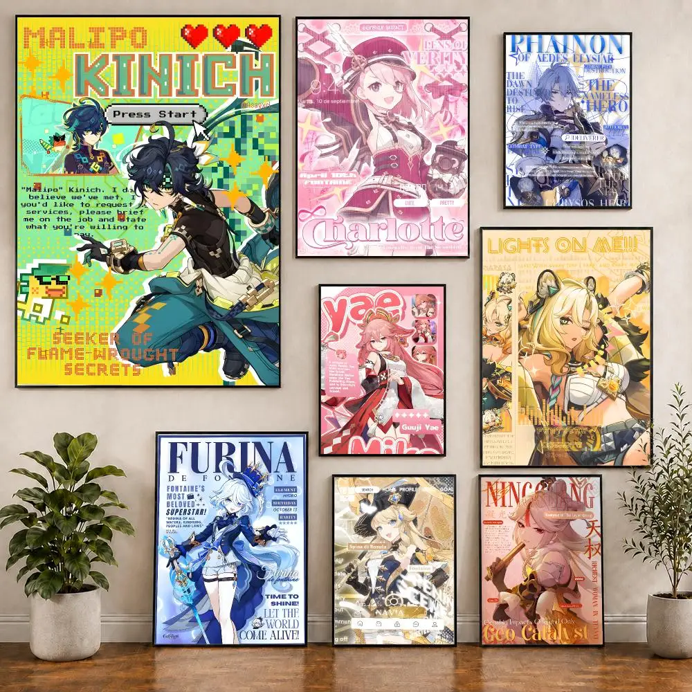 genshin magazine style Poster Creative Indoor Decorative Artwork & Modern Home Decor