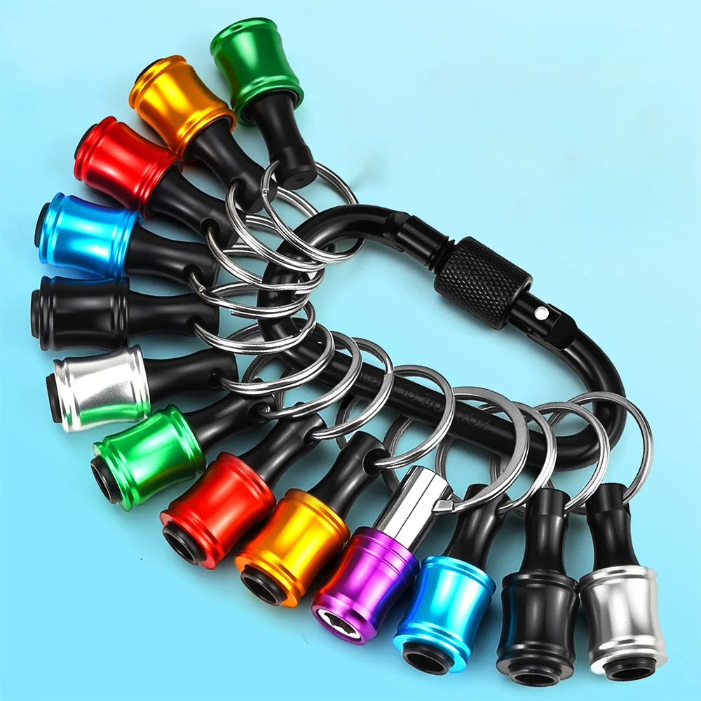 푸시 투 언락, 6개/세트 1/4 육각 샹크 알루미늄 합금 드라이버 비트 홀더 경량 퀵 체인지 익스텐션 바