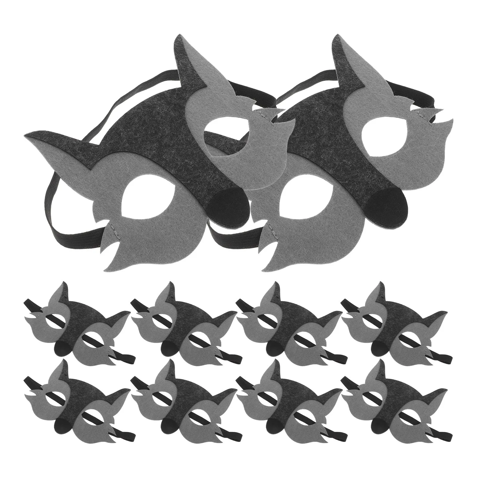10Pcs Cartoon Animal Wolf Masks Soft Felt Half Face Kids Masquerade Costume Party Dress Up Halloween Masks Kids Masquerade Mask
