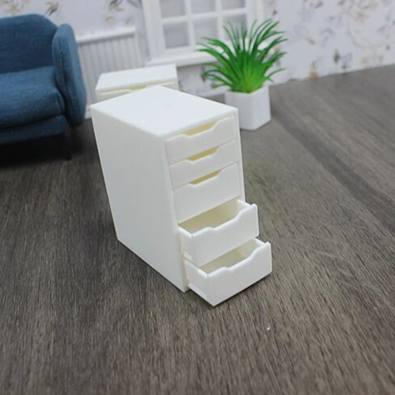 Dollhouse Miniature Drawer Cabinet Bedside Table Cabinet Shelf Cupboard Model Furniture Accessories For Doll House Decor Toys